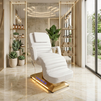 Lit de massage facial électrique réglable haut de gamme, multifonctionnel, moderne, en acier inoxydable, pour salon de beauté et spa