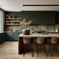 CBMMart Armoires de cuisine modernes à grain de bois stratifié laqué vert Style européen Armoire de maison Petit meuble de cuisine