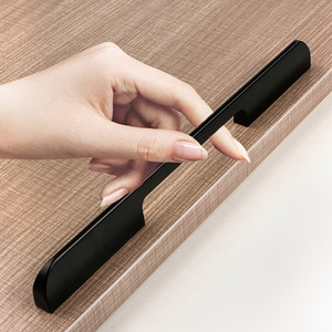 Furniture Handle Bar Black Aluminum Alloy Scandinavian Style <b>Wardrobe</b> Drawer Door Pull - Product Image 1