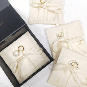 CH Custom Size 15*20 20*20 25*30 30*40cm Cotton Canvas Travel Clothing Bag Jewelry Packing Tied String <b>Envelope</b> Dust Bag - Product Image 1