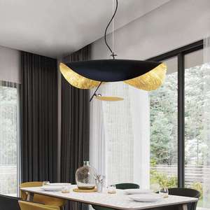Lampadario Moderno Minimalista Nero e Oro, Lampada a Sospensione LED a Forma di Disco Volante, Lampada <span class=keywords><strong>da</strong></span> Soffitto di <span class=keywords><strong>Design</strong></span> per Soggiorno e Sala <span class=keywords><strong>da</strong></span> Pranzo - Product Image 1