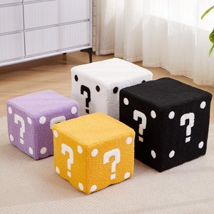 Mario Question Mark <b>Cube</b> Stool Soft Square Footstool For Living Room And Entryway Shoe Changing Bench - Product Image 3