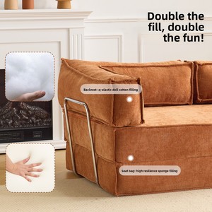 أريكة عصرية من قماش الفانيلا لغرفة المعيشة، مناسبة للشقق الصغيرة وغرف الإيجار، أريكة فردية أو مزدوجة قابلة للطي والغسل، تتحول إلى سرير - Product Image 3