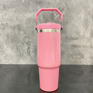 Botella de Agua Deportiva de Acero Inoxidable de 30 oz con Asa, Color Macaron Brillante, Sublimable, Antiderrames, con Pajita Abatible, para Estudiantes - Product Image 3
