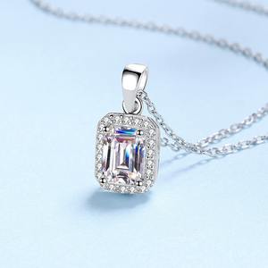 Fábrica al por mayor <span class=keywords><strong>Moissanite</strong></span> diamantes Esmeralda collar joyería de plata 925 <span class=keywords><strong>Moissanite</strong></span> cadena colgante collares para mujeres - Product Image 3