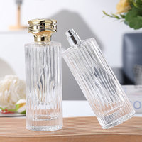 Flacon de parfum vide de luxe en verre, forme cylindrique rayée, 150 ml avec couvercle, par le fabricant
