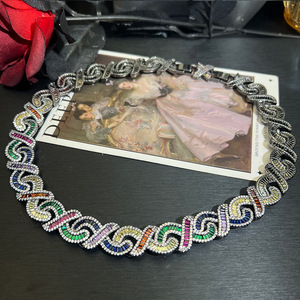 Ensemble de <span class=keywords><strong>bijoux</strong></span> XILIANGFEIZI <span class=keywords><strong>Victoria</strong></span> en zircon coloré, industrie lourde : collier et boucles d'oreilles de luxe tendance pour femmes - Product Image 3