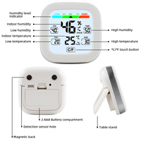 Termometer higrometer nirkabel Digital, alat penerangan tingkat kelembapan indikator tarikan magnetik berdiri di dinding Monitor suhu