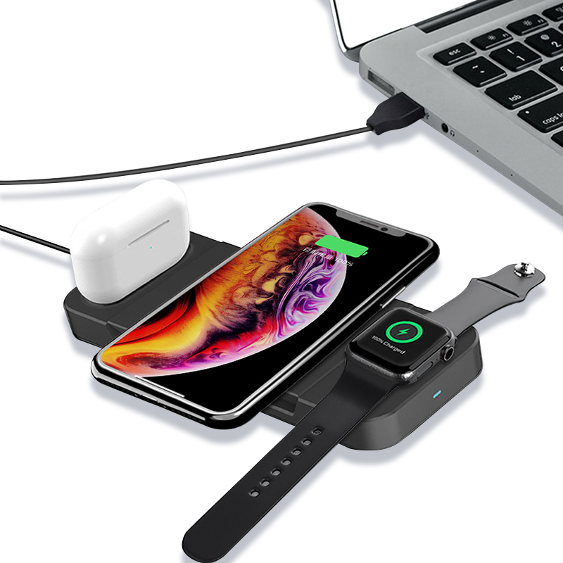Многофункциональное автоматическое складное Беспроводное зарядное устройство типа c, 15 Вт, магнитное Беспроводное зарядное устройство 3 в 1 для apple watch