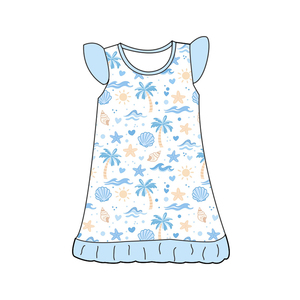 Robe de <span class=keywords><strong>nuit</strong></span> pour filles en fibre de bambou, à manches volantées et ourlet à volants, pour enfants de 0 à 8 ans, collection printemps-automne, best-seller - Product Image 2
