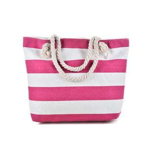 Sac à bandoulière décontracté en toile pour femme HEC, fermeture éclair, nouveau sac de plage rayé transfrontalier à porter sous le bras 35x40cm toutes saisons - Product Image 6