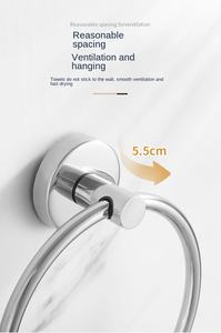 Anneau porte-serviettes mural moderne en acier inoxydable poli, écologique, sans perçage, pour salle de bain d'hôtel - Product Image 5