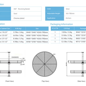 Cesta de Almacenamiento para Gabinete de Cocina de Acero Inoxidable con Diseño Giratorio de 360° y Sistema Extraíble, Dividida en Dos para Organizar el Orden Diario - Product Image 5