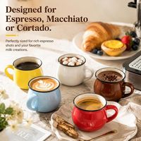 Service OEM ODM en gros, tasse à café expresso en céramique de 5 oz avec bord foncé brillant, couleur personnalisée, pour café et restaurant