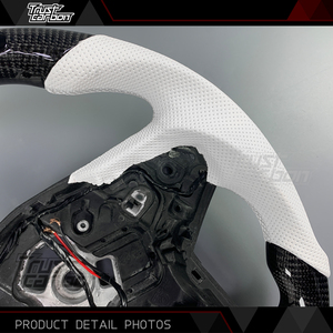 Volante de Fibra de Carbono Personalizado para <span class=keywords><strong>Toyota</strong></span> GR <span class=keywords><strong>Supra</strong></span> 2.0T/3.0T/Pro Special Edition/<span class=keywords><strong>GT4</strong></span> Concept con Cuero Perforado Blanco - Product Image 5