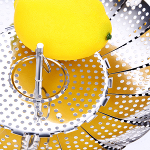 Panier <span class=keywords><strong>vapeur</strong></span> pliable en acier inoxydable pour la cuisson des aliments, outil de cuisine extensible en maille pour légumes - Product Image 5