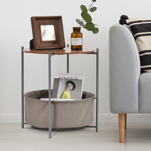 Tavolino da Caffè Rotondo in Legno Italiano Design a Vassoio Tavolini Laterali Piccoli Antichi per Soggiorno Camera da Letto - Product Image 1