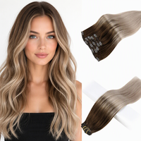 Produit très vendu en Amérique du Nord : Extensions de cheveux humains de qualité salon, avec clips, toutes les couleurs disponibles et 55 % de cheveux les plus longs