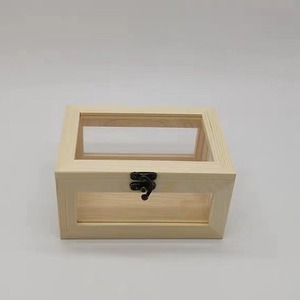 Wooden Storage <b>Box</b> With Glass Lid Cosmetic Organizer Desktop Display Case Eco Friendly <b>Makeup</b> Organizer - Product Image 4