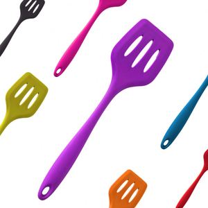 Spatule à fentes en silicone et acier inoxydable avec cœur en nylon antiadhésif pour retourner les crêpes et frire - Product Image 2