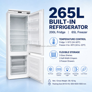 Réfrigérateur encastrable 265L No Frost Classe énergétique A, 200L Réfrigérateur 65L Congélateur, Commande LED, Porte réversible 55cm pour Cuisine Domestique - Product Image 1