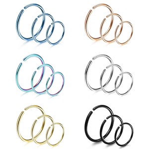 Anneaux de nez et boucles d'oreilles minimalistes en acier inoxydable, géométriques et ronds, pour un usage quotidien, options de couleurs or et argent - Product Image 3