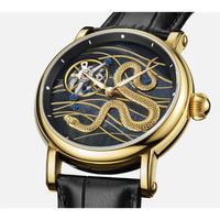 Montre à quartz limitée édition Année du Serpent, cadran or, design oriental de luxe, montre de précision