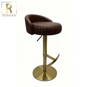 Sgabello da Bar Regolabile in Altezza, Rivestito in Velluto Rosso, Base in Acciaio Inox, Girevole con Poggiapiedi, Design Moderno per Uso Commerciale - Product Image 5