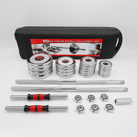Prix d'usine Kit d'haltères et de barres réglables 15/20/30/50/55 kg, finition peinture thermique et chrome, pour la musculation à domicile