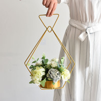 Vente en gros fabricants seau à fleurs d'art en fer fleurs bonsaï jardinière suspendue en métal supports de jardinage