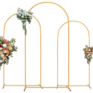 Forniture per feste di compleanno decorazione sfondo nuziale in metallo oro bianco 6.6x 3.3ft sfondo ad arco di nozze Stand palloncino cornice arcuata - Product Image 1