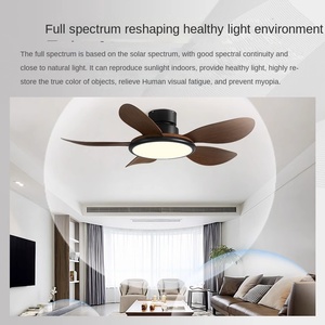 Ventilador de Techo Moderno de Metal de 52 Pulgadas con Lámpara LED, 5 Aspas, Control Remoto de 6 Velocidades, Motor de CC Silencioso para el Hogar - Product Image 4