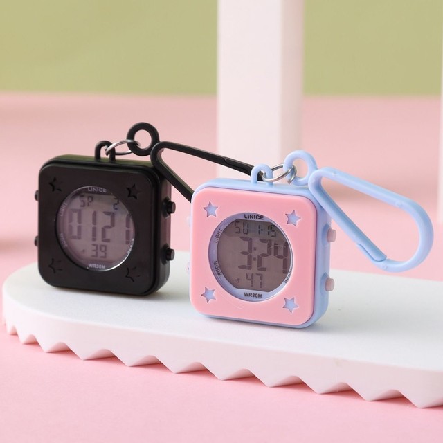 Mini Digital Luminous Keychain Pocket Watch Multifunctional Waterproof Stopwatch Alarm Clock Count-Up Timer Exam Student Running