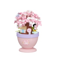 Blocs de construction Hot Cherry Blossom Cottage, 194 pièces, mini briques à monter soi-même, jouet éducatif, décoration de la maison, cadeau de noël pour enfants filles