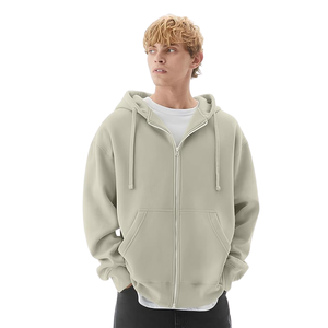 Nouveauté, sweat-shirt à capuche pour homme en molleton 100% coton, couleur unie, coupe ample, fermeture éclair, vêtements de rue chauds pour l'hiver, sweat-shirt à capuche tendance avec fermeture éclair - Product Image 5