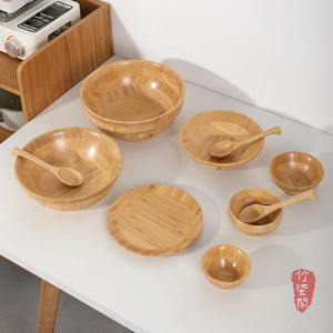 Bamboo Bowls Natural Color Handmade Rice Soup Fruit Bowl Home Tableware New Chinese Style - Product Image 2