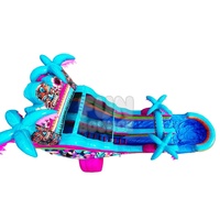 Toboggan gonflable à une voie Aloha Splash (Hibiscus Hawaïen) de 18 pieds, certifié PANJ (Splash Pad), en PVC, installation facile