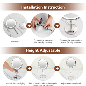 <span class=keywords><strong>Miroir</strong></span> cosmétique éclairé rechargeable à hauteur réglable double face 1x/10x grossissement 3 couleurs de luminosité réglables rotation à 360 degrés - Product Image 6