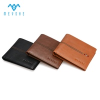 Dompet Kulit Asli Pria Anti RFID dengan Kantong Koin Ber-resleting, Tipis, Tahan Lama, dan Modis