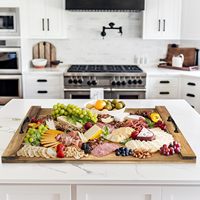 Couvercle de cuisinière à gaz en bois moderne et minimaliste à double niveau, planche à découper en bois d'acacia, couvercle de cuisinière, couvercle d'évier avec poignée, jouet