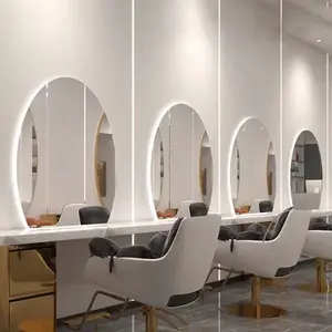 Vẻ đẹp tóc Salon đồ nội thất thiết bị gương trạm Styling gương thợ làm tóc Salon gương với LED hỗ trợ ánh sáng tùy chỉnh