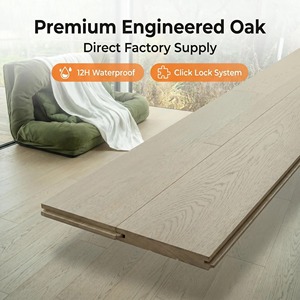 <span class=keywords><strong>Parquet</strong></span> en chêne ingénierie hydrofuge 12h, 12mm, multicouche, âme en bouleau russe, système de pose à clipser, chêne blanc, large planche - Product Image 2