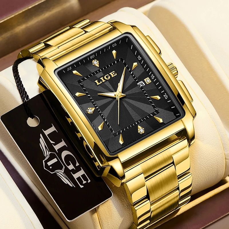 Men's Analog Quartz Square Waterproof Watch Lige Mechanical Odma