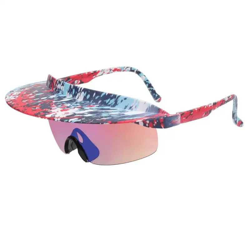 새로운 스타일 오버 사이즈 사이클링 태양 안경 남성 여성 안경 스포츠 패션 화려한 모자 디자인 선글라스