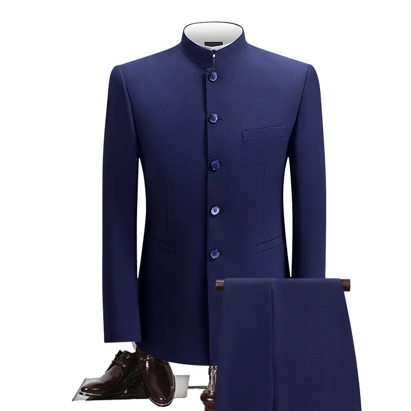 Chinese Tunic Men Suits Stand Up Collar Tang Suit Formal Wedding Dress Suits Slim Fit For Men