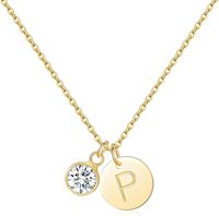 Collier Pendentif Initial Luxe Doré Scintillant, 26 Lettres de l'Alphabet, Zircon Cubique Sertie en Bezel, Chaîne Câble, Bijou Femme, Cadeau