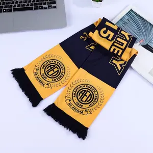 2024 Promotion football scarf fans yellow custom logo sport soccer football scarves