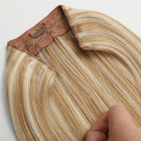 Extensions de cheveux Halo Hair Extensions Factory Outlet, double épaisseur, à clipser, en cheveux humains vierges russes Remy, couleur piano, extensions à fil de pêche