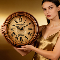 Jam Dinding Vintage Motif Bunga 12 Inci Gaya Pastoral Bulat Tanpa Suara Quartz Dekoratif Cetakan Bunga Jam Gantung untuk Ruang Tamu