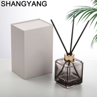Nouvel Arrivage Diffuseur de Parfum Carré 180ml pour Décoration Intérieure, Bouteille en Verre Dégradé Marron Personnalisé, Huile Parfumée Longue Durée